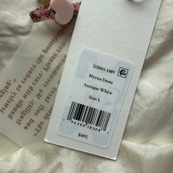 LoveShackFancy NWT Myrna Tiered Mini Antique Ivory Silk Slip Dress size Large - Picture 15 of 15